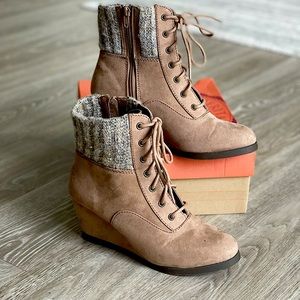 Lace-Up Wedge Boots